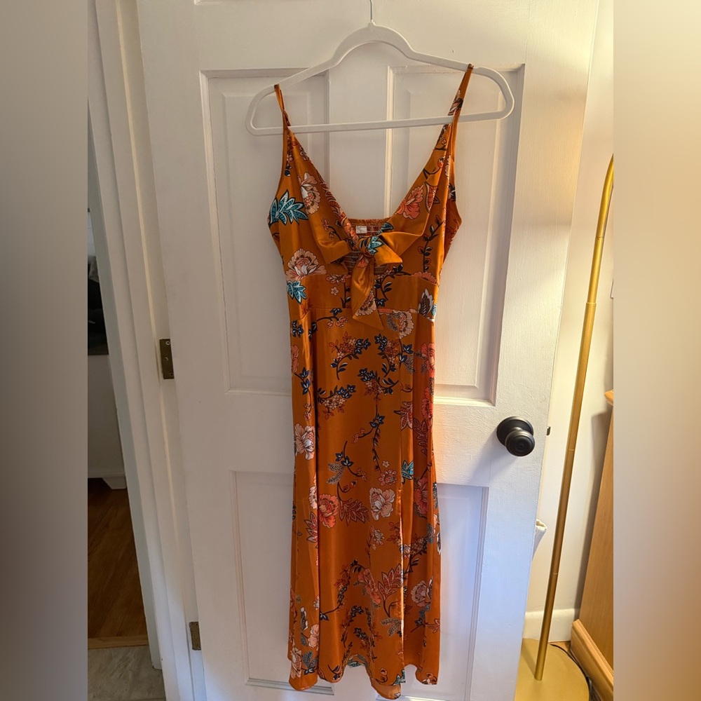 Elegant Floral Maxi Dress in Orange